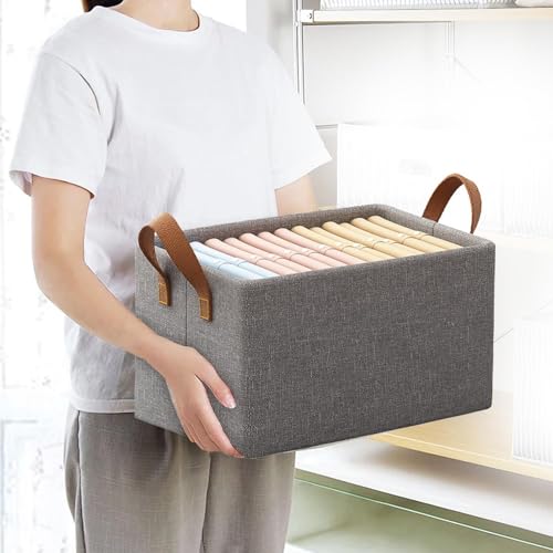 JD FRESH Drawer organizer for wardrobe, Wardrobe Organizer For Clothes, Stackable Organizer For Wardrobe Storage,Clothing Organiser For Wardrobe Shelf,Jeans,Pants,T Shirt Organizer For Cupboard Racks And Shelves,Grey