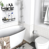 JD FRSEH Shower Caddy Shelf Organizer Rack, Self Adhesive Black Bathroom Shelves, Home Farmhouse Wall Shower Inside Organization and Storage Decor Accessories, House Essentials
