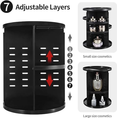 JD FRESH Makeup Organizer cosmetic organizer with Multi-layer Large Capacity design/ 360 Degree Spinning Adjustable dressing cosmatic organizer makeup organiser box