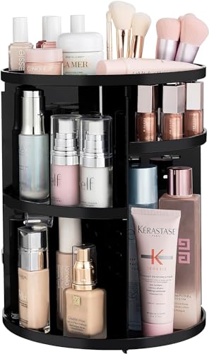 JD FRESH Makeup Organizer cosmetic organizer with Multi-layer Large Capacity design/ 360 Degree Spinning Adjustable dressing cosmatic organizer makeup organiser box
