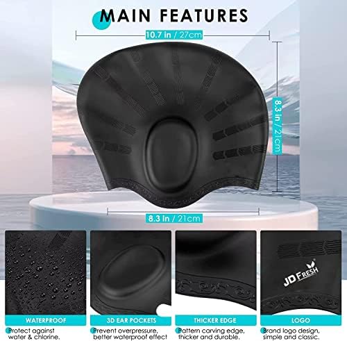 JD Fresh Silicone Waterproof Swimming Cap for Men & Women for Long Hair & Adults with Ear Cover for Protection Chlorine Resistant Head Cap