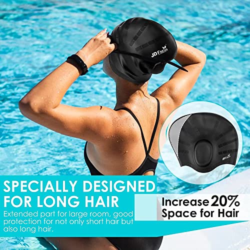 JD Fresh Swimming Cap with Ear Cover Silicone Made Waterproof Swimming Cap for Men & Women with Long Hair & Adults Color Pink