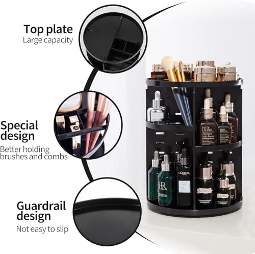 JD FRESH Makeup Organizer cosmetic organizer with Multi-layer Large Capacity design/ 360 Degree Spinning Adjustable dressing cosmatic organizer makeup organiser box