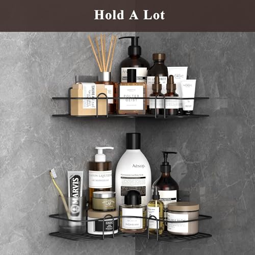 JD FRESH Steel Corner Shelf for Bathroom, Bathroom Storage Organizer, Drill-Free Adhesive Shower Rack, Shop Holder, Shelf Stand for Holding Shower Accessories