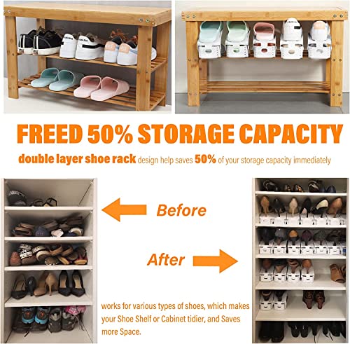 JD Fresh 12 PCS Shoe Organizer Space Saver | shoe rack storage organiser | Shoe Stand Plastic | Double layer Chappal organiser for Shelves | Shoe organiser space saver | Color Grey -12 PCS