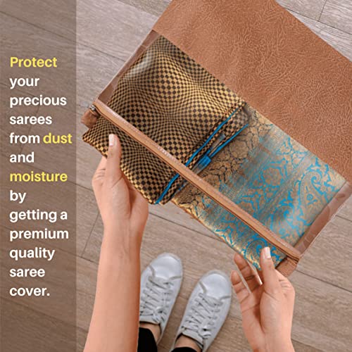 JD Fresh 6 pieces Saree covers for clothes with Zip, Sari Cover bags for saree storage, Saree Bags for wardrobe, Storage Organizer for Wardrobe, Pack of 6 peices, Size 14 x 17 Inch