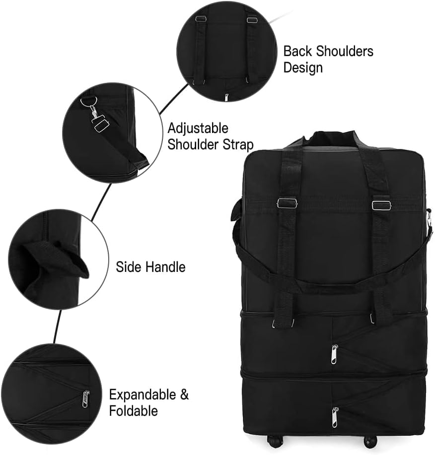 Jd Fresh Expandable Travel Duffle Bags for Luggage with Wheels, Trolley Duffle Bags for Travel, Folding Duffle Bags for Men and Women, Foldable Duffle Bag for Travel