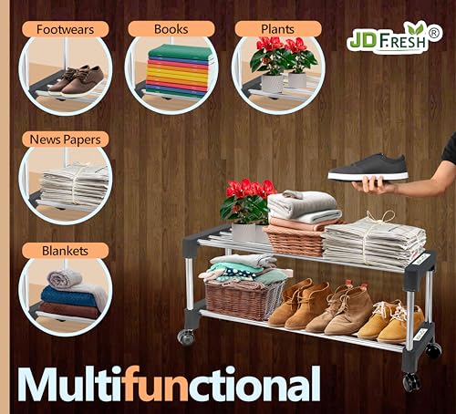JD FRESH 2 Shoes Stand For Home-Stainless Steel 2-Tier Shoe Rack For Home Metal,Durable,Foldable Steel Rack,Entryway&Doorway