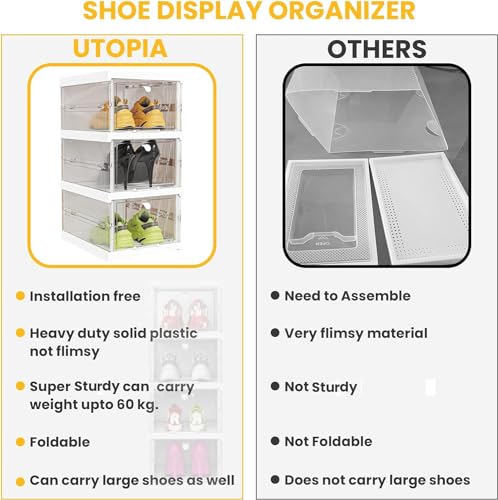 JD FRESH Shoe Rack Collapsible Shoe Organiser with Door - Foldable Sneaker Crates Footwear Organiser for Men, Women, Heels, Boots, Loafers, Sneakers, Slippers
