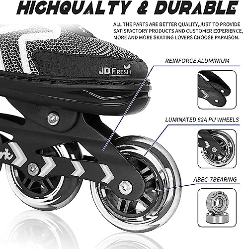 JD Fresh 4 Wheel Inline Skates Skating Shoes for Boys and Girls Age 10 to 14 Years Liner Roller Skates for Kids with Skating Protection Kit Set