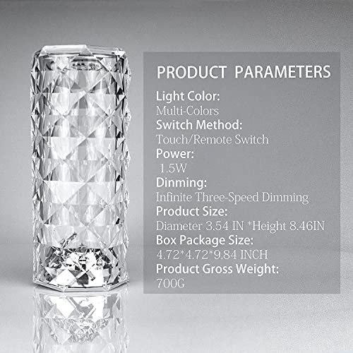 JD FRESH Crystal Lamp for Bedroom, RGB Lights Lamp Home Decor, Night Lamp, Geometry Lamp, Crystal Rose Lamp, Loona Lamps for Home Decoration, Dining Table lamp, Led Crystal Rose Touch Lamp(Pack of 1)