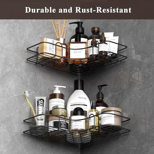 JD FRESH Steel Corner Shelf for Bathroom, Bathroom Storage Organizer, Drill-Free Adhesive Shower Rack, Shop Holder, Shelf Stand for Holding Shower Accessories