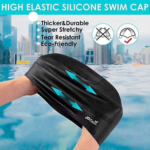 JD Fresh Swimming Cap with Ear Cover Silicone Made Waterproof Swimming Cap for Men & Women with Long Hair & Adults Color Pink