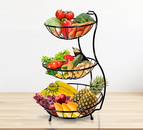 Fruit basket Round-black 3 tire