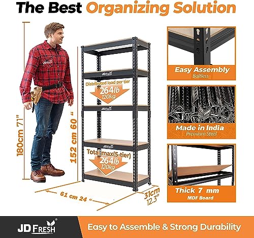 JD FRESH Iron Rack for Storage, Metal Rack Shelves for Storage, Foldable Steel Shelf Rack for Storage Multipurpose