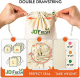 JD Fresh 100% Cotton Reusable Fridge Storage Bags for Vegetables and Fruits an other Multipurpose Eco Friendly Bags