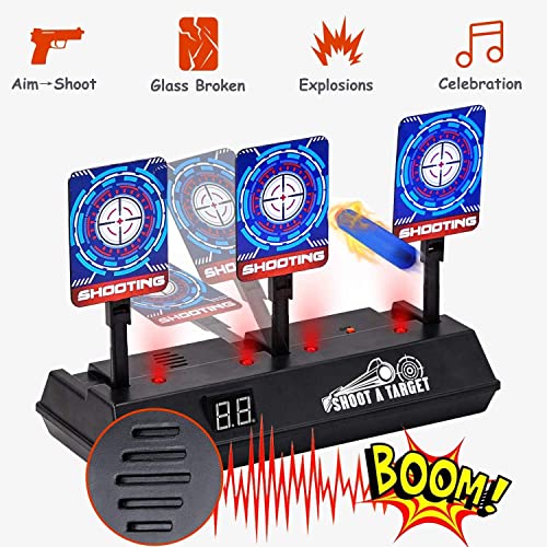 JD Fresh Electronic Shooting Target for Nerf Guns - Auto Reset Digital Scoring Shooting Practice 4 Targets, Ideal Gifts Toys for 5-12 Years Old Kids, Teens, Boys & Girls (Only Target)