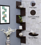 JD FRESH Wooden Wall Shelves | Corner Hanging Shelf for Living Room Stylish | Zig Zag Home Decor Floating Display Rack Storage Organizer with Finish