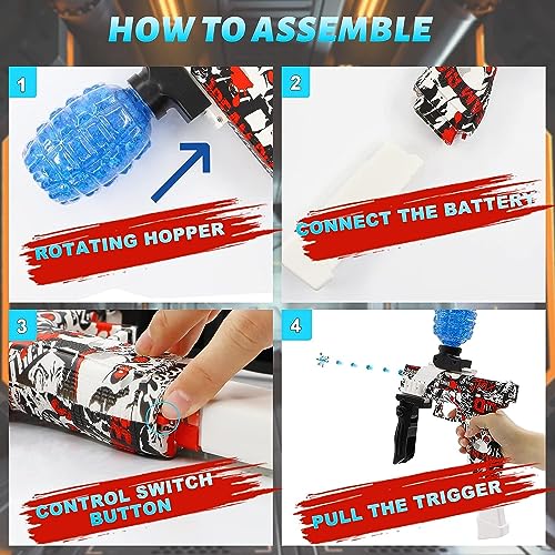 Electric Operated Gel Blaster Gun Automatic Toy Gun for Kids Toy Gun High Speed Upto 50 Feet Range Including 10000 Gel Balls, Color Blue