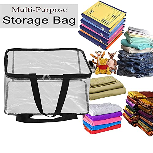 JD Fresh 4 PCS, 27 L Multipurpose Transparent Bag for Storage Clothes, Storage containers for Clothes, Cloth organisers storage Box for Wardrobe, packing bags for clothes - 4 Pieces (Plastic)