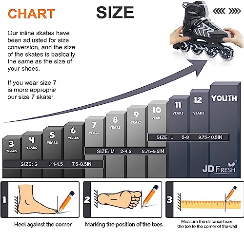 JD Fresh 4 Wheel Inline Skates Skating Shoes for Boys and Girls Age 10 to 14 Years Liner Roller Skates for Kids