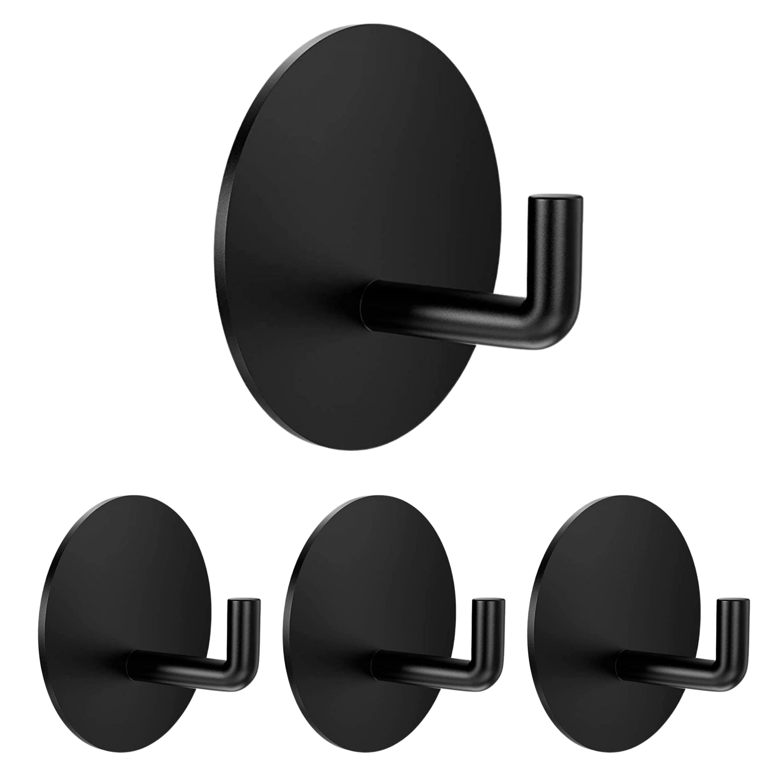 Steel Heavy duty Hook Round Black -4 PCS