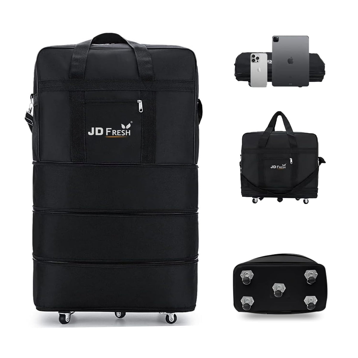 Jd Fresh Expandable Travel Duffle Bags for Luggage with Wheels, Trolley Duffle Bags for Travel, Folding Duffle Bags for Men and Women, Foldable Duffle Bag for Travel