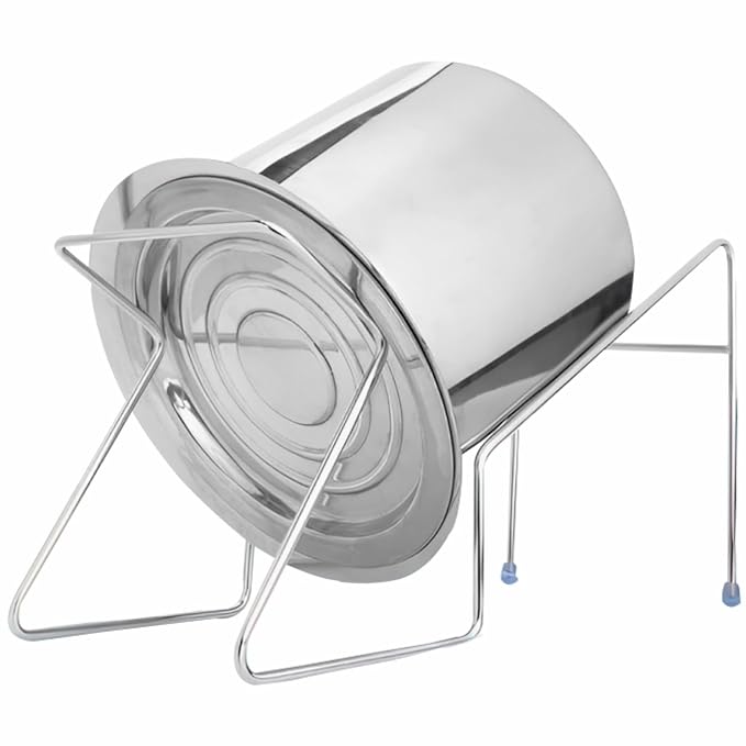 JD FRESH 5 Liter Stainless Steel Rice Pot Drainer Stand/Tabletop Cooked Rice Filter Vessel/Anti-Rust and Heavy Duty Sink Strainer/Hands-Free Kitchen Strainer for Rice/Noodles/Beans/Vegetables (1 PC)