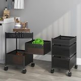 JD FRESH 3-Tier Metal Kitchen Trolley with Wheels/Onion Potato Rack/Vegetable Storage Stand/Spice Rack/Onion Basket for Kitchen (Black)