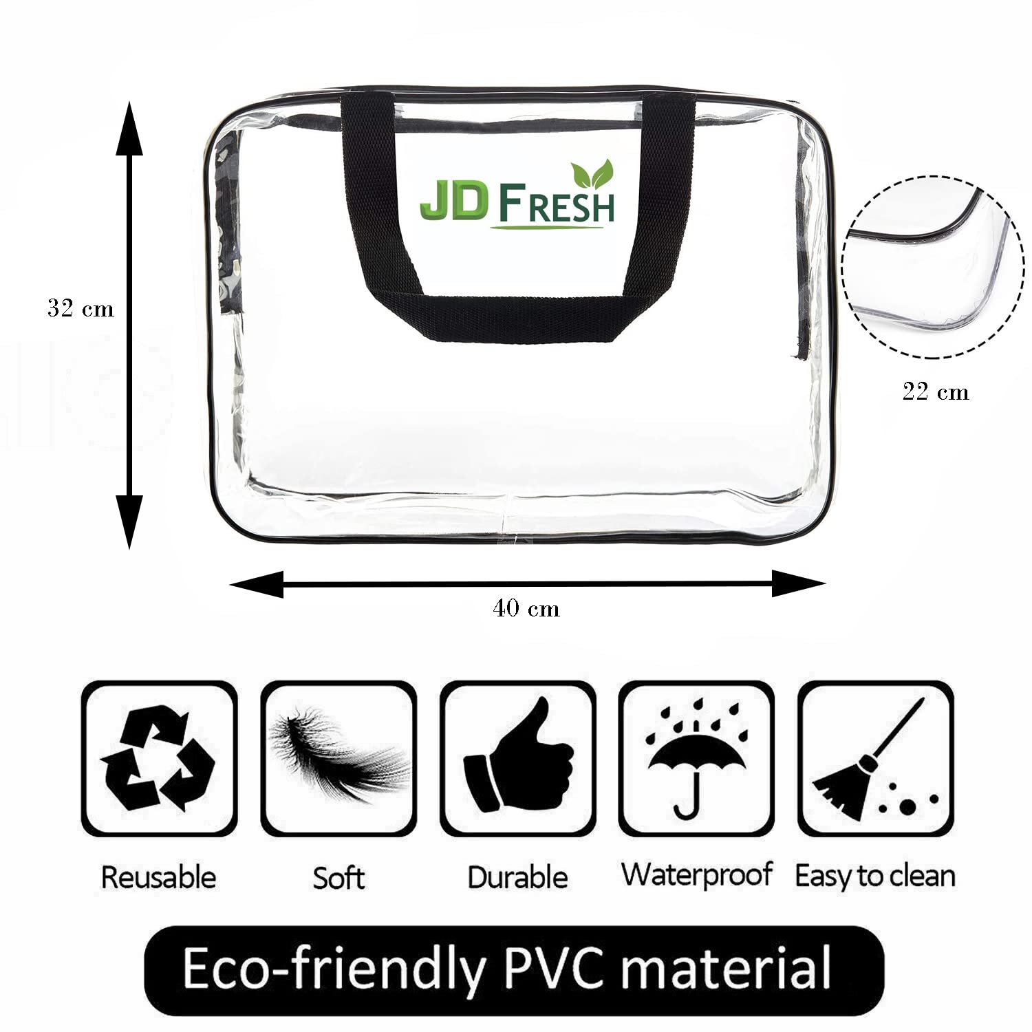 JD Fresh 1 Peice, 27 L Multipurpose Transparent Bag for Storage Clothes, Storage containers for Clothes, Cloth organisers storage Box for Wardrobe, packing bags for clothes - 1 Piece