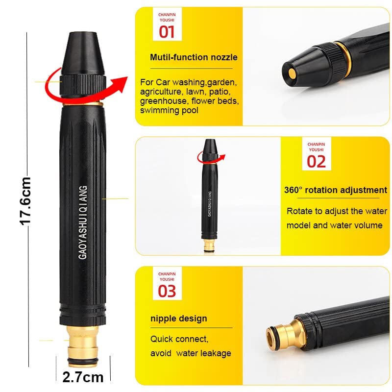 Jd Fresh Brass Spray Brass Nozzle Water Spray, Booster Nozzle For Car Wash, High Pressure Auto Home Garden Water Spray, Water Pressure Gun, High Pressure Nozzle for Gardening Hose Pipe