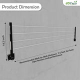 JD FRESH Metal Foldable Wall Mount Cloth Drying Stand with 30 Feet Rope/Wall Hanging Clothes Dryer Rack for Balcony & Indoor Use/Space Saving Wall Mounted Laundry Hanger