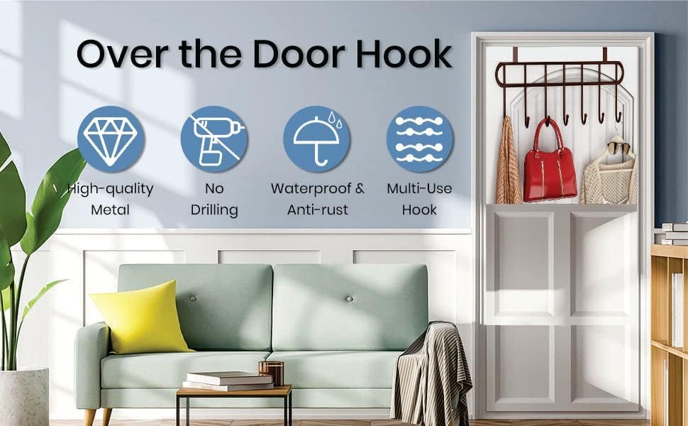 JD Fresh Over-The-Door Hanger - Sturdy Black Hook Rack for Efficient Space-Saving Storage