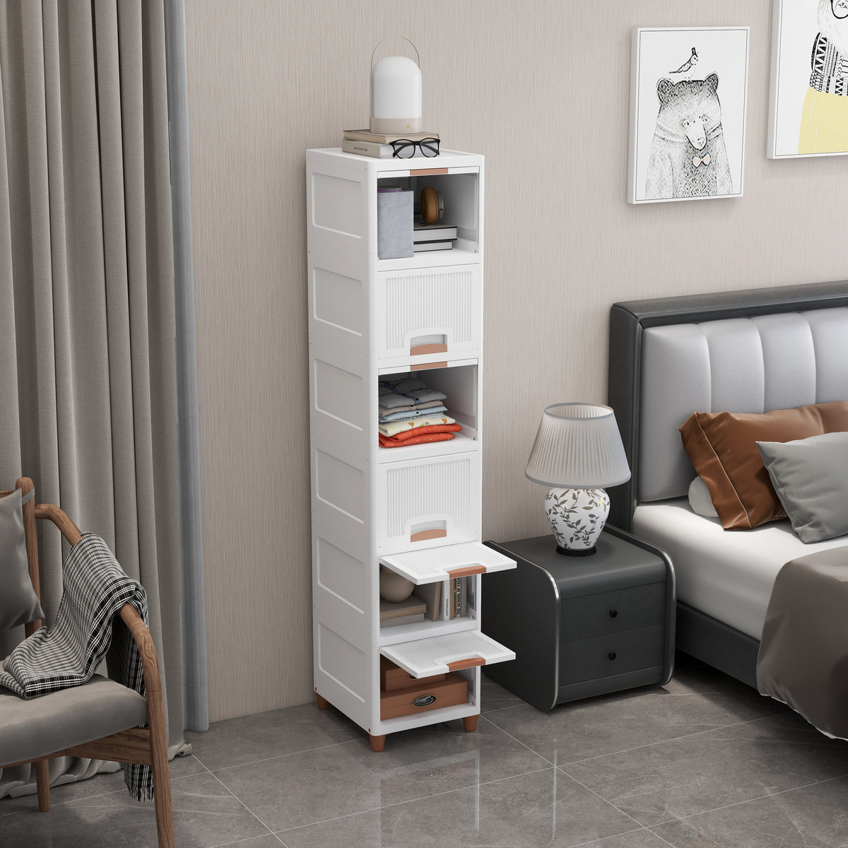 JD FRESH Tier Organizer for Clothes/Modular Kitchen Storage Rack/Modular Wardrobe for Cloth/Space Saving Closet for Bedroom-Living Room/Stackable Cabinet/Almirah for Home (White)