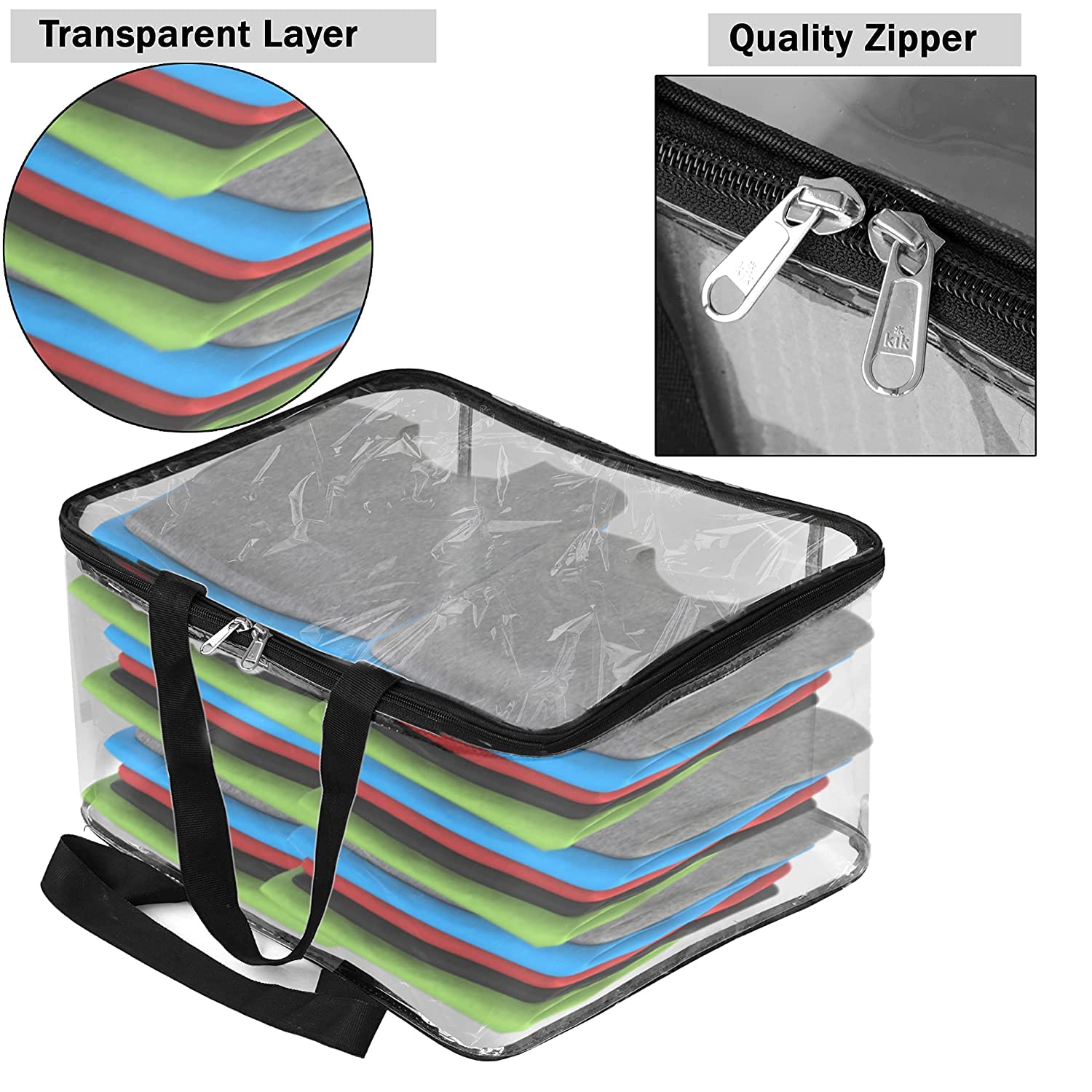 JD Fresh 2 PCS, 27 L Multipurpose Transparent Bag for Storage Clothes, Storage containers for Clothes, Cloth organisers storage Box for Wardrobe, packing bags for clothes - 2 Pieces