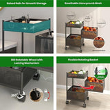 JD FRESH 3-Tier Metal Kitchen Trolley with Wheels/Onion Potato Rack/Vegetable Storage Stand/Spice Rack/Onion Basket for Kitchen (Black)