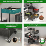 JD FRESH 5-Tier Metal Rotating Kitchen Trolley/Spice Rack/Vegetable & Fruit Storage/Organizer Holder and Onion-Potato Storage Basket for Kitchen