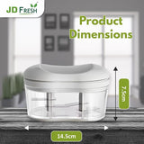 JD FRESH Vegetable Chopper for Kitchen Use/4 Sharp Stainless-Steel Blades/Hand Push Chopping of Onion/Garlic/Fruits/Vegetable Cutter Kitchen Tool/350ML (Pack of-2 White)