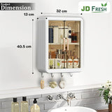 JD FRESH Wall Mounted Plastic Storage Cabinet for Bathroom/Multipurpose Organizer with Doors and Shelves/Waterproof/Durable/Space-Saving Storage Box for Toiletries/Cleaning Supplies – (1 Pcs, White)