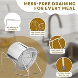 JD FRESH 5 Liter Stainless Steel Rice Pot Drainer Stand/Tabletop Cooked Rice Filter Vessel/Anti-Rust and Heavy Duty Sink Strainer/Hands-Free Kitchen Strainer for Rice/Noodles/Beans/Vegetables (1 PC)