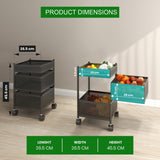 JD FRESH 3-Tier Metal Kitchen Trolley with Wheels/Onion Potato Rack/Vegetable Storage Stand/Spice Rack/Onion Basket for Kitchen (Black)