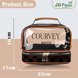 JD FRESH Transparent Cosmetic Case/Makeup Organizer/Toiletry Pouch for Men and Women/Portable Travel Bag/Waterproof Vanity Bag for Women/Makeup Essentials (Brown)