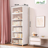 JD FRESH 6 Tier Foldable Plastic Rack for Storage/Kitchen Cupboard/Versatile and Sturdy Wardrobe for Clothes/Multipurpose Storage Organizer/Closet for Bedroom/Living Room/Laundry Room (Transparent)