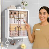 JD FRESH Wall Mounted Plastic Storage Cabinet for Bathroom/Multipurpose Organizer with Doors and Shelves/Waterproof/Durable/Space-Saving Storage Box for Toiletries/Cleaning Supplies – (1 Pcs, White)