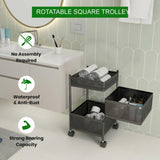 JD FRESH 3-Tier Metal Kitchen Trolley with Wheels/Onion Potato Rack/Vegetable Storage Stand/Spice Rack/Onion Basket for Kitchen (Black)