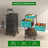 JD FRESH 4-Tier Metal Rotating Kitchen Trolley/Spice Rack/Vegetable & Fruit Storage/Organizer Holder and Onion-Potato Storage Basket for Kitchen