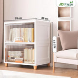 JD FRESH 2 Tier Foldable Plastic Rack for Storage/Kitchen Cupboard/Versatile and Sturdy Wardrobe for Clothes/Multipurpose Storage Organizer/Closet for Bedroom/Living Room/Laundry Room (Transparent)