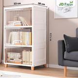 JD FRESH 3 Tier Foldable Plastic Rack for Storage/Kitchen Cupboard/Versatile and Sturdy Wardrobe for Clothes/Multipurpose Storage Organizer/Closet for Bedroom/Living Room/Laundry Room (Transparent)