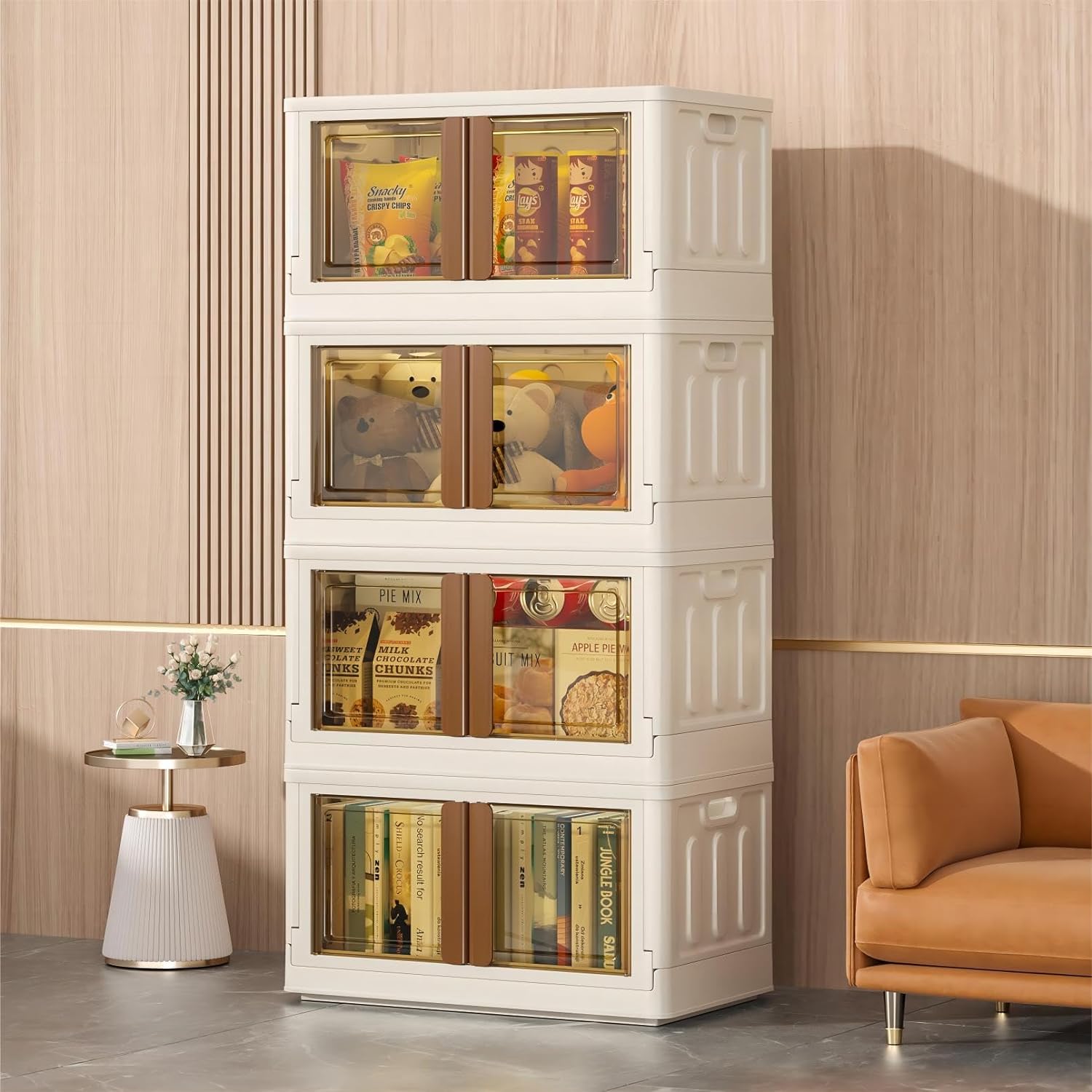 Single-Layer Multi-Bin Cube Storage Cabinet