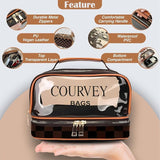 JD FRESH Transparent Cosmetic Case/Makeup Organizer/Toiletry Pouch for Men and Women/Portable Travel Bag/Waterproof Vanity Bag for Women/Makeup Essentials (Brown)